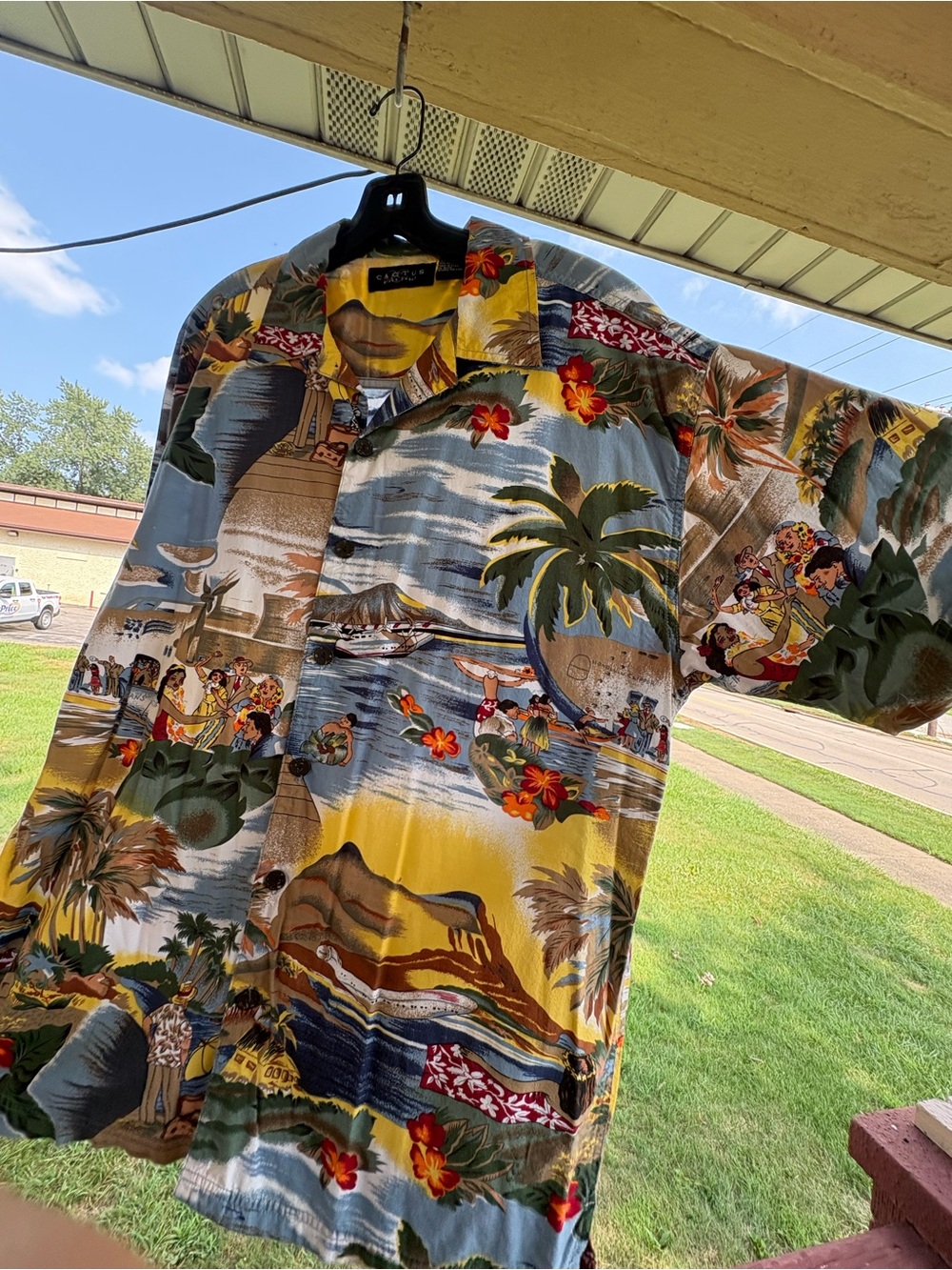 Black Label Tropical Print Shirt in Yellow, Orange & Green